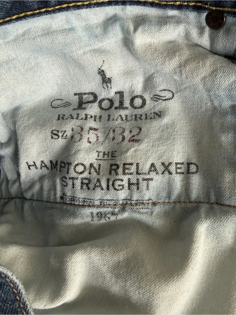 Polo Ralph Lauren Hampton Relax Straight-Leg Blue Denim Jeans- 35 x 32